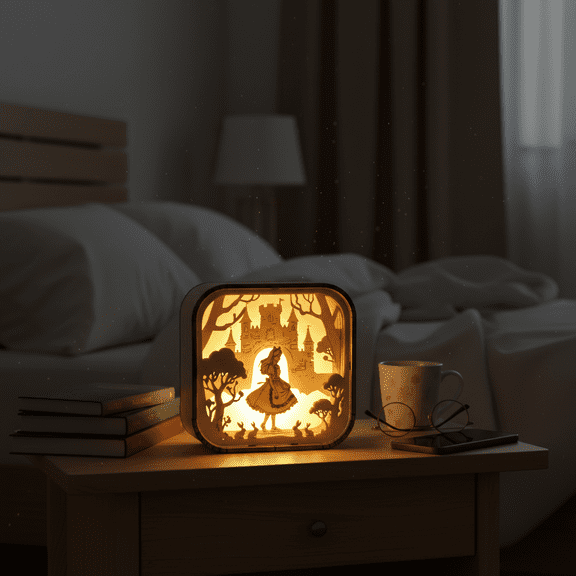 Fairy Tale Series Wooden Music Box, Night Light, Glowing Music Box,Handmade Collectible,Halloween Decor