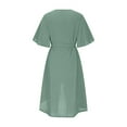 thumbnail image 5 of Sevevn Women's Summer Short Dresses Short Sleeve Color Block Loose Trendy Imitation Cotton And Linen Mini Dress Witn Button Pocket Summer Clearance Green L, 5 of 6