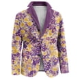 thumbnail image 5 of Dwelliawo Easter Corduroy Blazer Men Slim Fit Sport Corduroy Suit Jacket Long Sleeve Graphic Printed Wear Coats Single Breasted Notched Lape Tweed Blazer Casual Business Mens Blazer Dark Purple S, 5 of 5