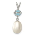 thumbnail image 4 of Sterling Silver Rhodium-plated 8-9mm White Teardrop Freshwater Cultured Pearl and 1.05BT Blue Topaz Pendant QP4645, 4 of 4