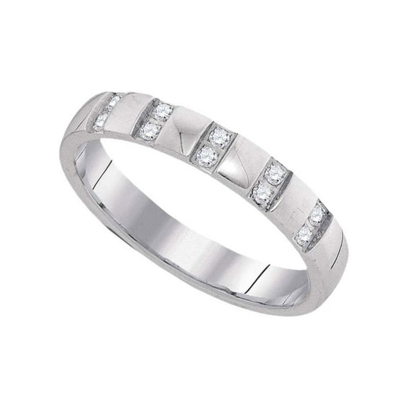 Diamond Princess 10kt White Gold Mens Round Diamond Machine-set Comfort 4mm Wedding Band Ring 1/6 Cttw