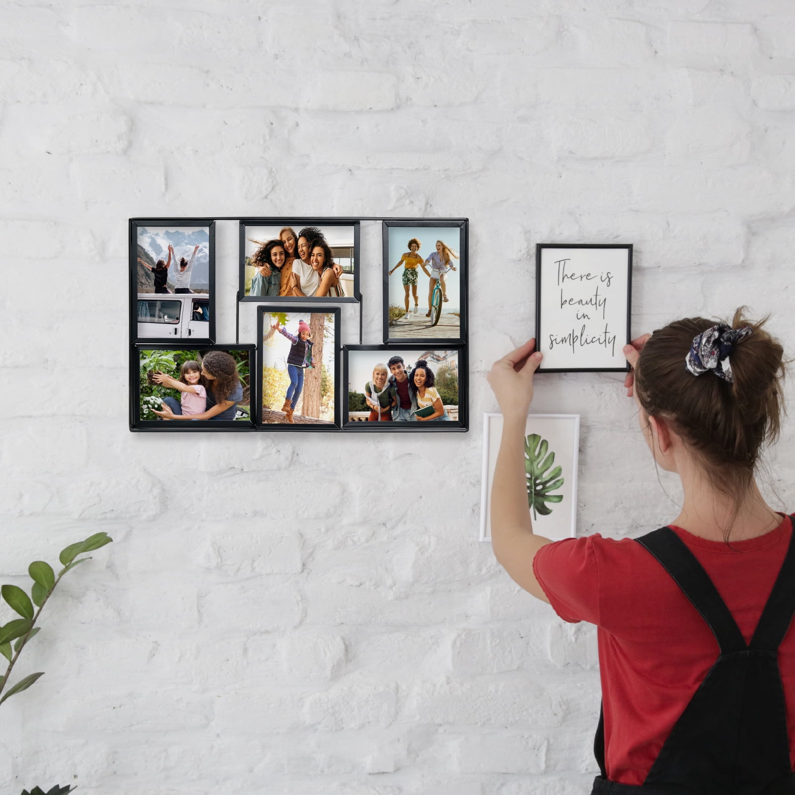 Excello Global Products 3D Wireframe Collage Picture Frames, Wall Mount Family Picture Frames, Black Photo Frames, 10.75" X 17" X 1.12"