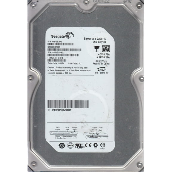 ST3360320AS, 6QF, SU, PN 9BJ13J-622, FW 3.CHL, Seagate 360GB SATA 3.5 Hard Drive