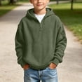 thumbnail image 3 of WAVSUF Boys Hoodie Half Zip Long Sleeve Loose Fit Winter Casual Sweatshirts Army Green 7-8, 3 of 10