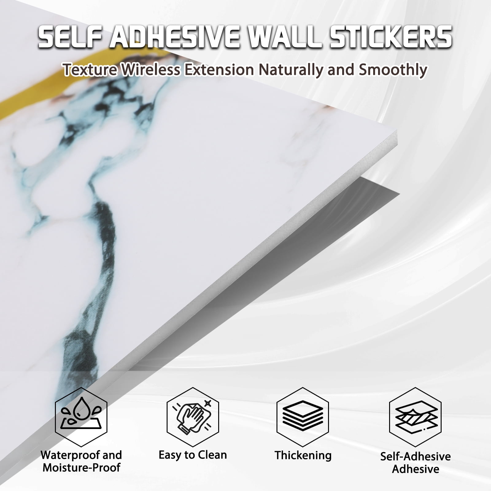 20PCS Waterproof Marble Peel and Stick Backsplash Washroom Wall Panels, Peel and Stick Tile, PVC Wall Panels for Kitchen Bathroom Living Room Bedroom Not Real Tile White