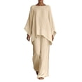 thumbnail image 2 of Mifsaly 2 Piece Sets for Women Summer Cotton Linen Matching Lounge Outfits Oversized Batwing Sleeve High Low Hem Tunic Top and Side Slit Wide Leg Pants S, 2 of 5