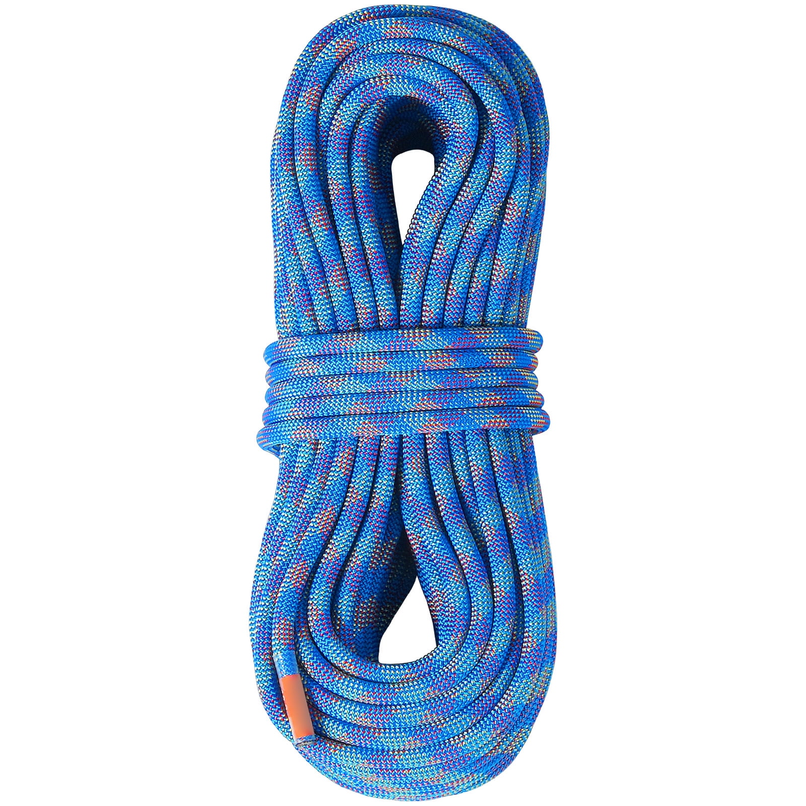 KFFKFF 10.2mm Dynamic Rope, 40M for Outdoor Climbing, 25KN Tension, Flexible Fiber with Steel Hooks for Escape, Rappelling, Fire Rescue, Blue