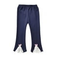 thumbnail image 1 of Gyratedream 1-8Y Toddler Kids Autumn Lace Embroidery Bell Bottom Baby Girls Pleuche Pants Long Flare Trousers, 1 of 1