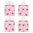 thumbnail image 2 of Sikiie Strawberry Floral Leather Tissue Box Cover Square, tissue box holder, Tissue Box with Bottom Belt-5.2”x5.2”x5.2”, 2 of 7