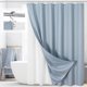 thumbnail image 1 of Juego de cortinas de ducha Craidlela 3 en 1, color azul niebla, impermeable, 1 of 7