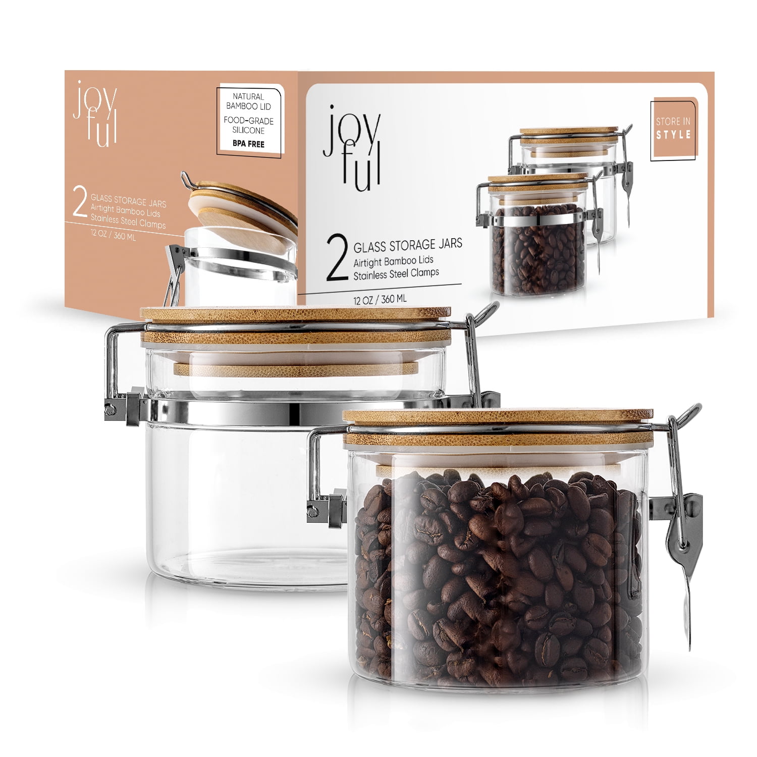 Glass Food Storage Container with Bamboo Lids - Thumbnail 2