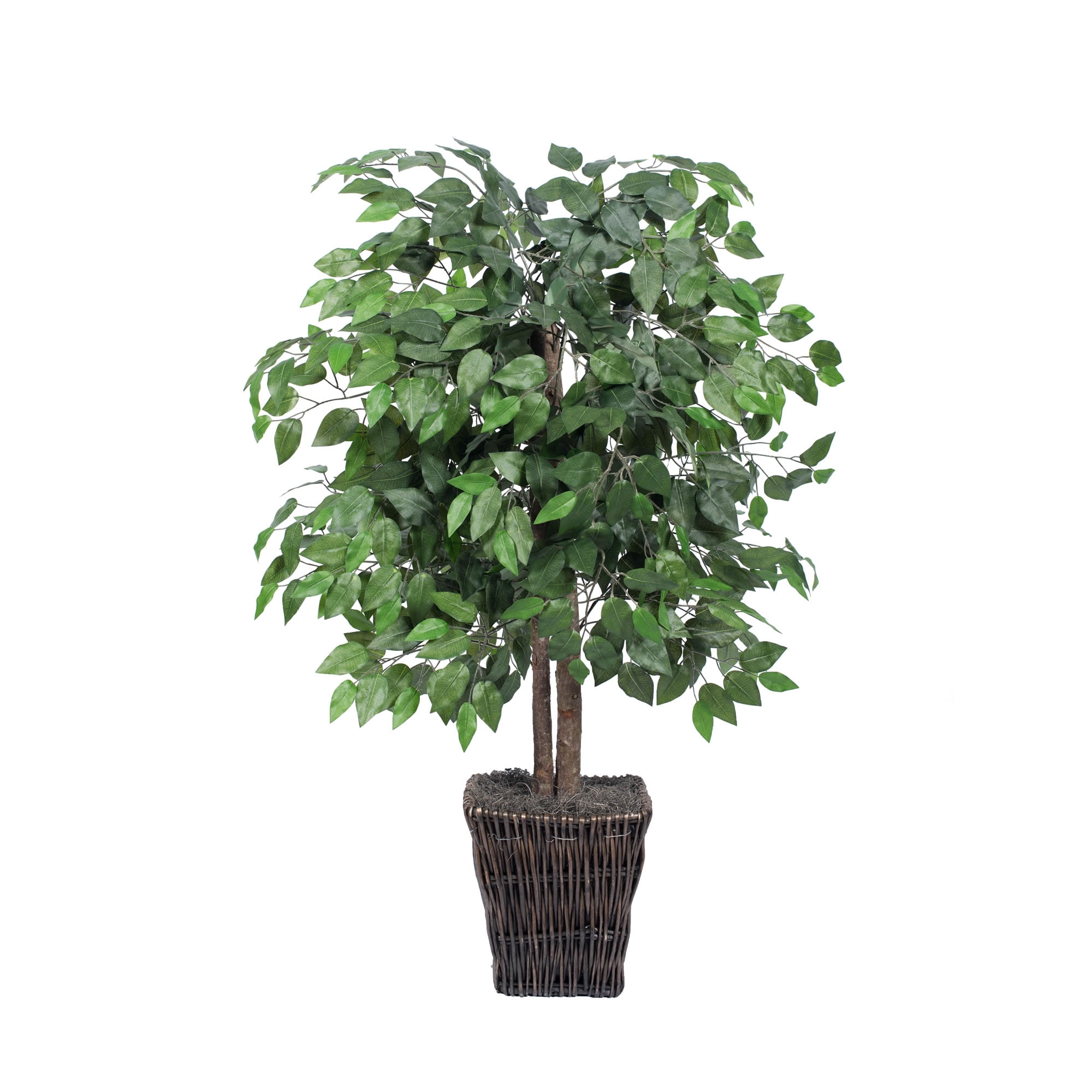 Vickerman Everyday 4' Artificial Ficus Bush in a Square Willow Basket