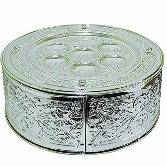 Majestic Giftware SPTF11052 Passover 3 Tier Silver Plated Seder Plate, 14 by 7-Inch