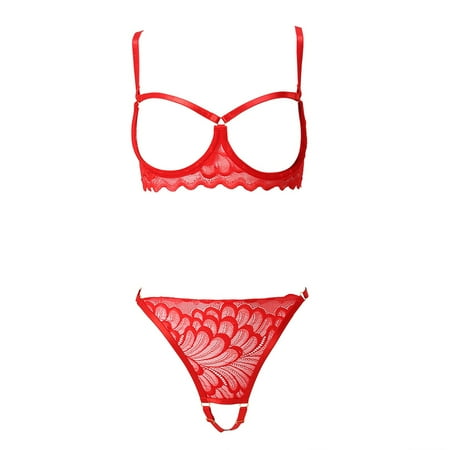 (2-Pack) Puawkoer Pajamas Ring Sexy Sleepwear Lace Up Bra Set Steel Lace Lingerie Garter Lace Lingerie Plus Size Set Underwear Sexy Lingerie Set Wedding Unity Candle Se