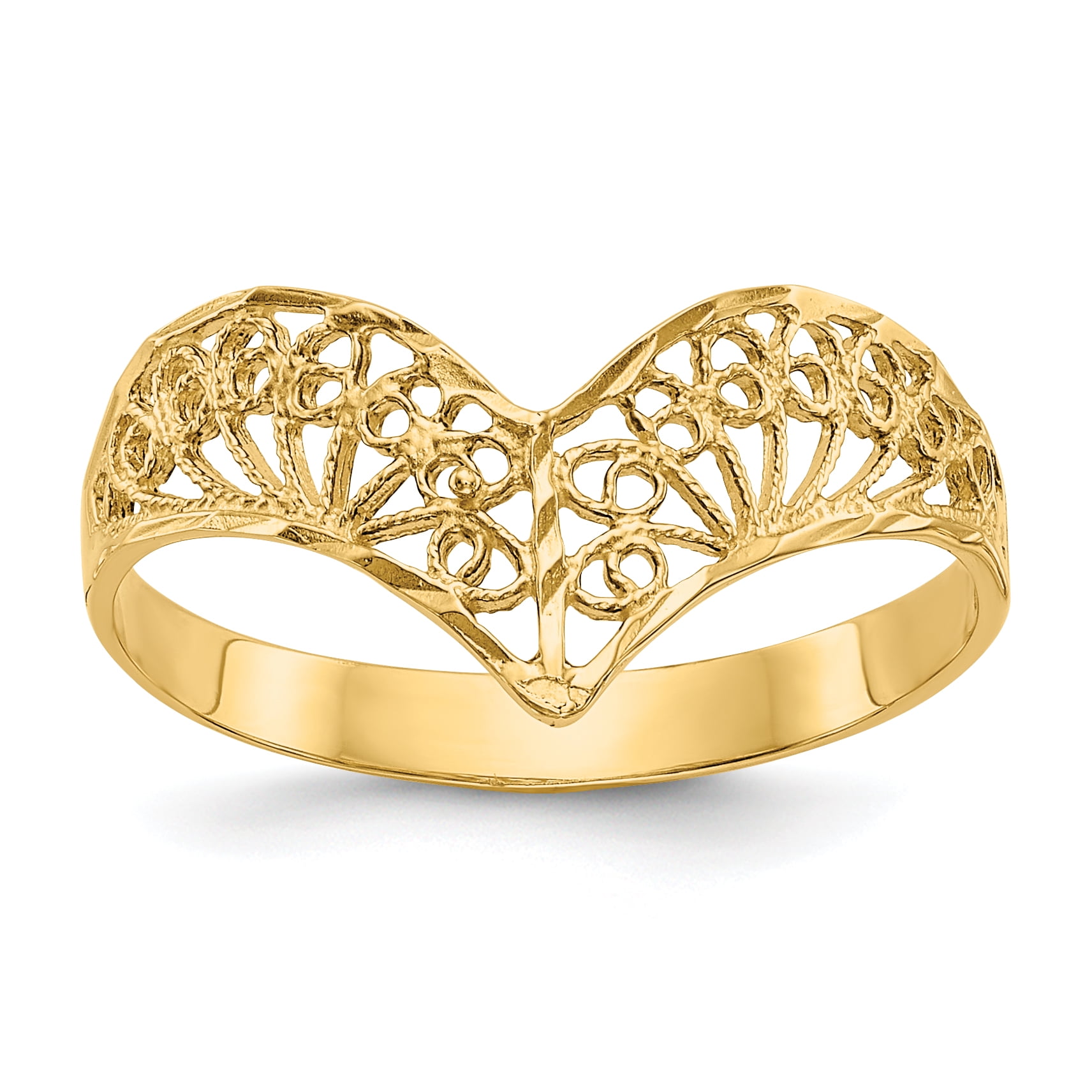 14k Yellow Gold Filigree Band Ring Size 7.00 Fine Jewelry For Women