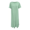 thumbnail image 5 of Jane Wardrobe Women’S Round Neck Short Sleeve Knit Midi Dress, Back Split Loose Fit Casual Nightgown, Soft Polyester Summer Home Wear Sleepwear Loungewear, 1 Piece, Sizes S Through XXL, 5 of 6