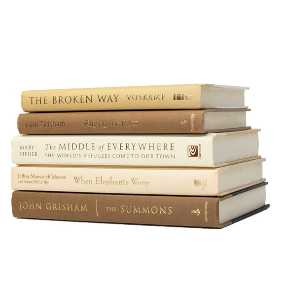 Pen & Willow Beige Decorative Books - Real, shelf-ready book stacks for bookshelves, coffee tables, or end tables. For home or office decor, weddings, or staging decor.