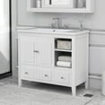 thumbnail image 3 of Churanty Bathroom Vanity with Sink 36", Bathroom Storage Cabinet with Two Doors and Drawers, Solid Wood Frame, Metal Handles, White, 3 of 3