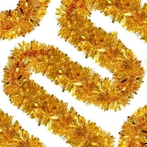 chaungfeng 118.1 In Gold Tinsel Twist Garland, Shiny Metallic Foil Door Hanging Wall Hanging Decorations for Festival Wedding Birthday Party Christmas Valentine's Day Parties (Gold)