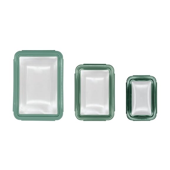 COOK SAVVY 6-Piece Rectangle Locktop Food storage Container Set With Expandable Silicone Lid 550ML, 1200ML, 2200ML