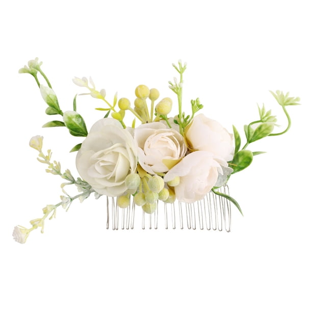 Peineta de flor rosa para el cabello, peineta Floral para el cabello, accesorios nupciales para el cabello para novia y dama de honor, boda, regalo de vacaciones de Navidad para mujeres MFZFUKR CPB-CJZ1724-1