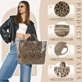 thumbnail image 3 of Leopard for Women,Canvas Letter Print Clear PVC Tote Large Work Hobo Handbag Top Handle Carry All Bag, 3 of 9