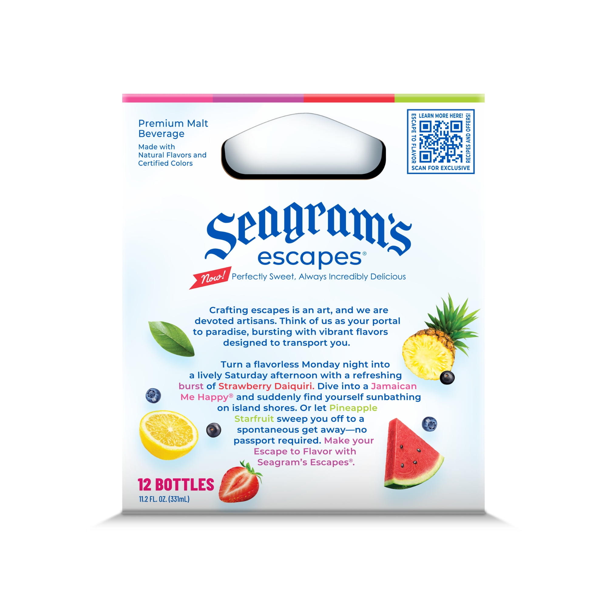 Seagram's Escapes Classic Variety Pack, Flavored Malt Beverage, 12 Pack, 11.2 fl oz Bottles 3.2% ABV