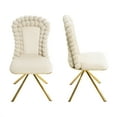 thumbnail image 2 of Tcbosik 360° Swivel Upholstered Chairs Set of 2, Velvet Fabric Dining Chair, Modern Vanity Chair, Accent Chair with Metal Legs for Living Room, Beige, 2 of 10