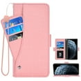 thumbnail image 1 of Wallet Case for iPhone 11 Pro 5.8 inch, Blocking Card Slot Stand Shockproof TPU Interior Case PU Leather Magnetic Protect Flip Cover Compatible with iPhone 11 Pro 5.8 inch, Pink, 1 of 5