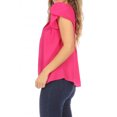 thumbnail image 2 of Women's Casual Solid Pleated Front Petal Cap Sleeve Round Neck Tee Blouse Top, 2 of 6