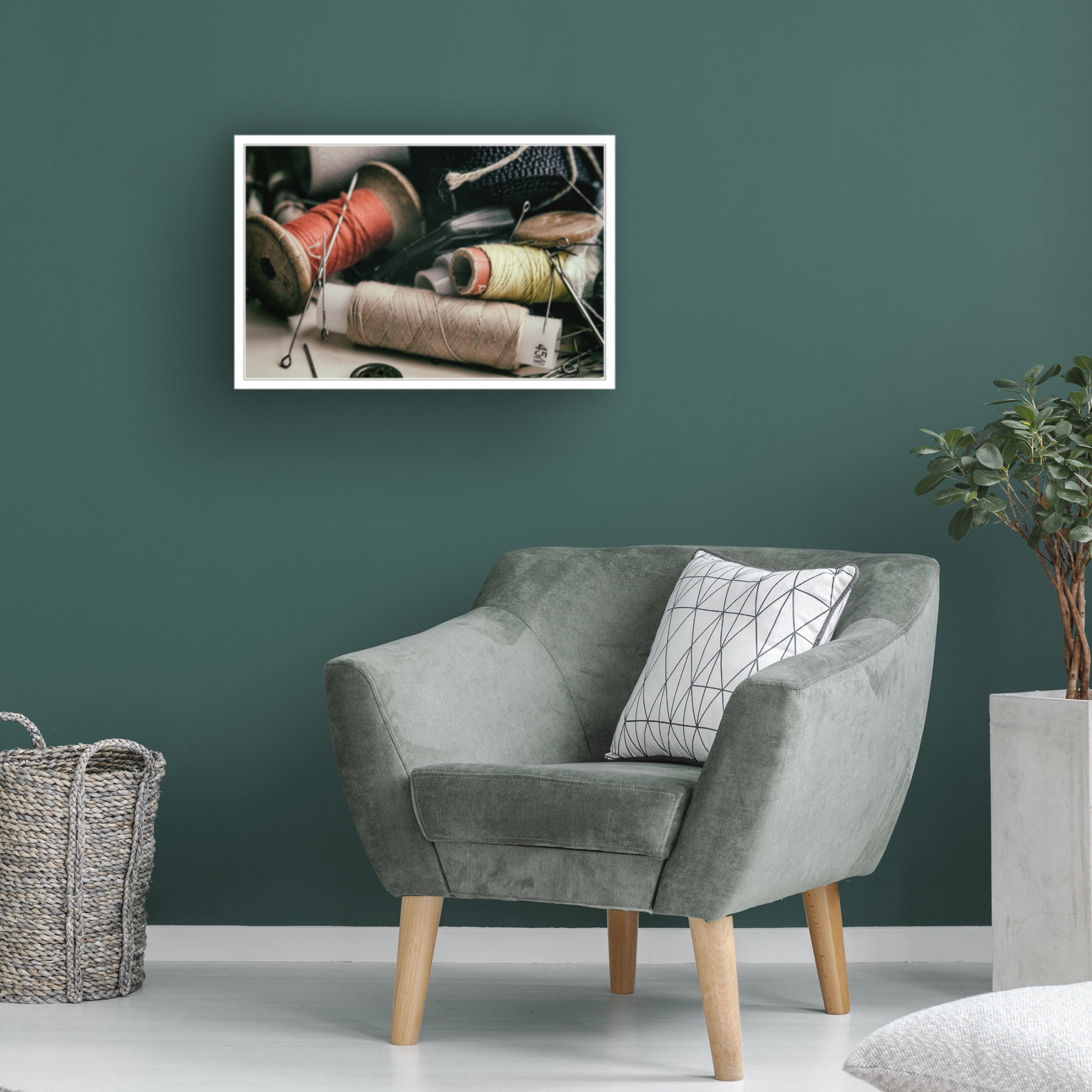 Canvas Wall Art - Yury A Melnikov 'Thread And Sewing Pins 1' Wall Art for Living Room, Bedroom, or Office Décor by Trademark Fine Art - 19 x 12 Inches