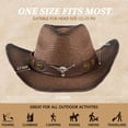 thumbnail image 3 of COOPLUS Womens Straw Cowgirl Hat Wide with Shapeable Brim Western Cowboy Sun Hat for Women, 3 of 7