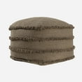 thumbnail image 2 of Ox Bay Undine Shag Striped Handmade Cotton Medium Square Pouf Ottoman, Brown, 18" x 18" x 14", 2 of 6