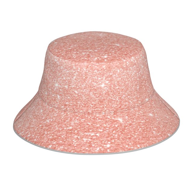Fotbe Rose Gold Glitter Sombrero Tipo Pescador con Estampado – Sombrero de Sol de Algodón de Moda para Playa, Golf, Pesca