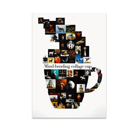 Mind-Bending Collage Cup Art - Surrealism Enthusiast - 13x19 Poster Print