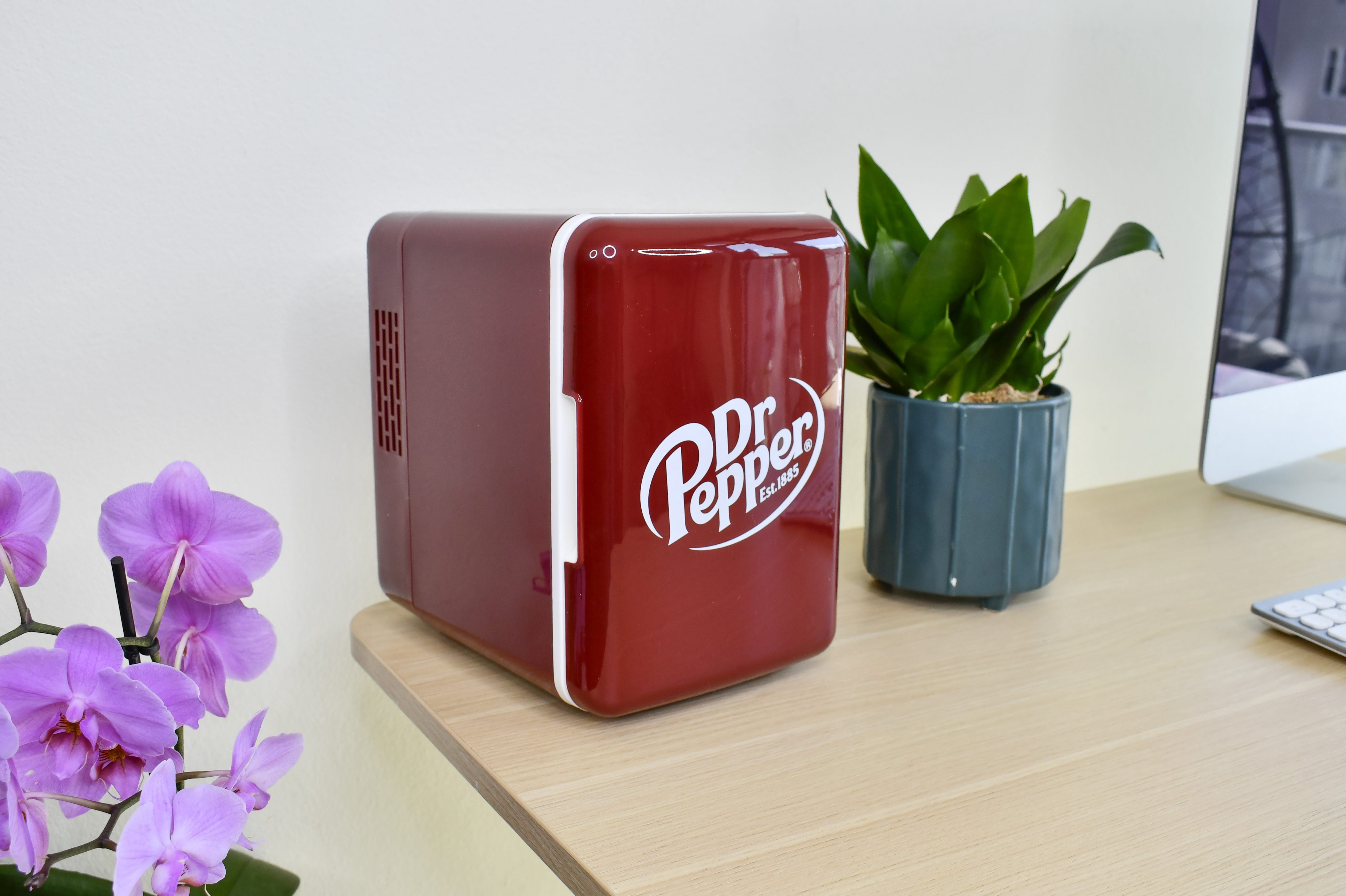 Dr Pepper, Portable 6-Can Mini Personal Fridge Cooler, MIS135DRP, Burgundy