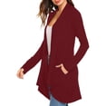 thumbnail image 3 of Hanerdun Women Open Front Sweater Cardigans Female Solid Long Sleeve Cardigan Red L, 3 of 5