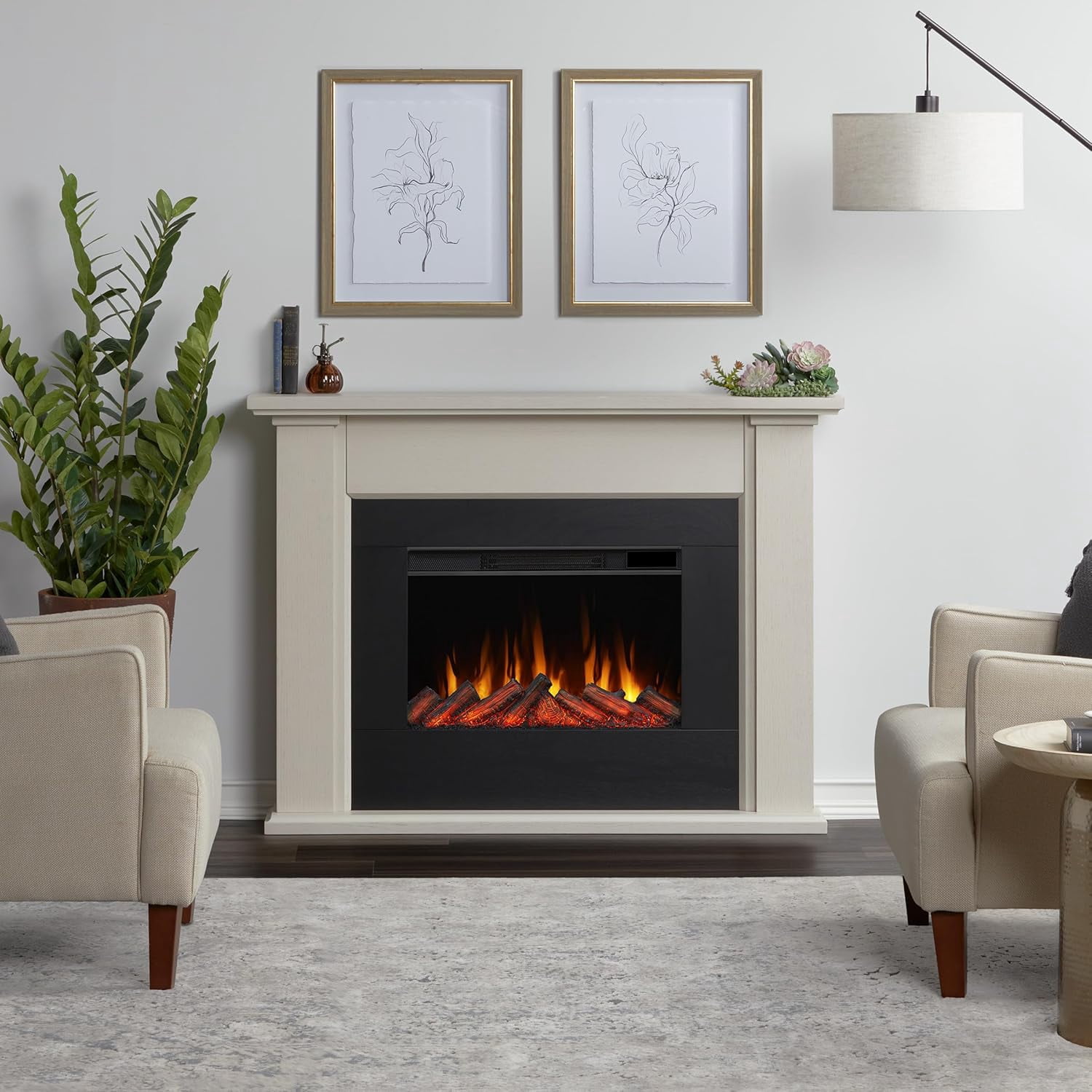 Real Flame Tejon 52" Slim Electric Fireplace in Bone White