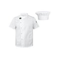 thumbnail image 1 of ranrann Unisex Chef Coat with Hat Set Kitchen Restaurant Work Uniform Short Sleeve Jacket White 3XL, 1 of 7