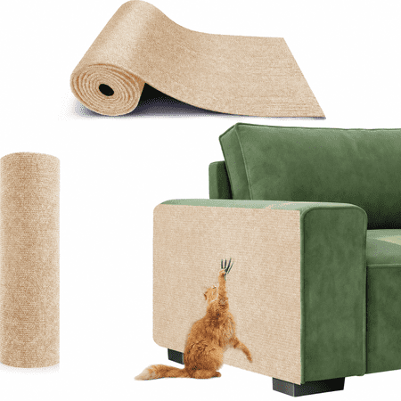 78.7 X15.8 Self-Adhesive Cat Scratching Mat - Durable Couch Protector from Cat Claws DIY Furniture Protector from Cats Scratching Sticky cat Scratch Wall mat- No Residue Safe for Cats (Beige)
