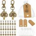thumbnail image 1 of 24 juegos de llaveros de árbol de la vida, regalos para bautizos, fiestas, bolsas de organza para regalo de boda, bolsas pequeñas de malla, llavero de árbol dorado con etiquetas, 1 of 9