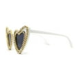 thumbnail image 3 of Womens Rhinestone Jewel Trim Classic Cat Eye Heart Shape Sunglasses White Black, 3 of 5