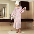 thumbnail image 6 of Women Hooded Fluffy Long Robes Warm Plush Sherpa Lined Hood Fleece Bathrobe with Pocket, 6 of 8