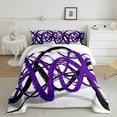 thumbnail image 2 of Erosebridal Purple Black Graffiti Bedding Sets Twin with Comforter,Geometric Lines Duvet Insert,Modern Aesthetic Art Comforter Sets Twin Size,Ultra Soft Room Decorative Reversible,2pcs, 2 of 8