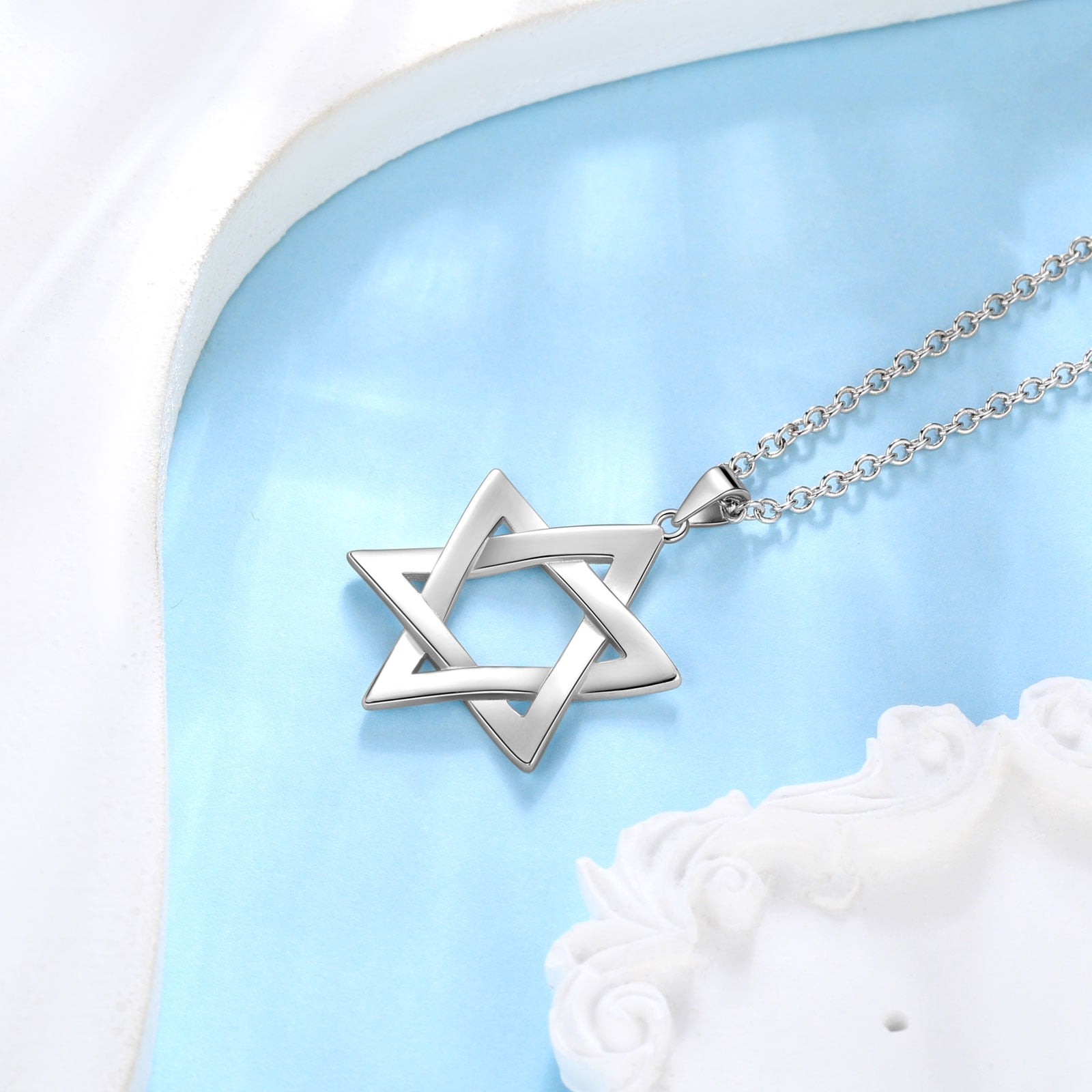 Jewmon Jewish Star of David Necklace for Women Men 925 Silver Magen David Pendnat Amulet Judaica Jewelry Fathers Day Gifts for Dad Father