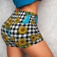 thumbnail image 6 of Seamless Workout Shorts Women - Bright sunflowers jug buffalo check plaid Biker Gym Running Yoga Spandex Shorts for Women, 6 of 7