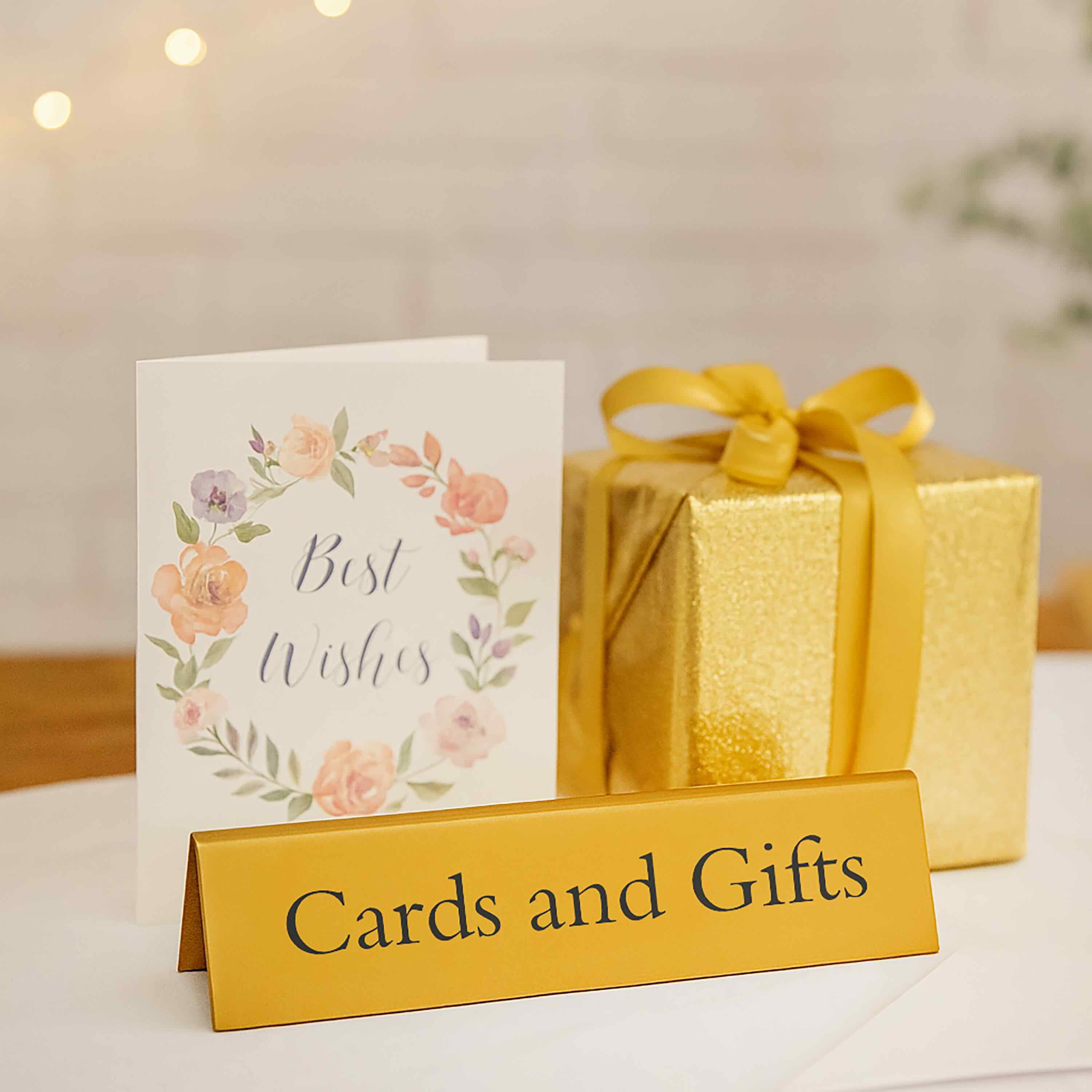 Gold Metal Tabletop Cards & Gifts Sign, Gold, by Way To Celebrate