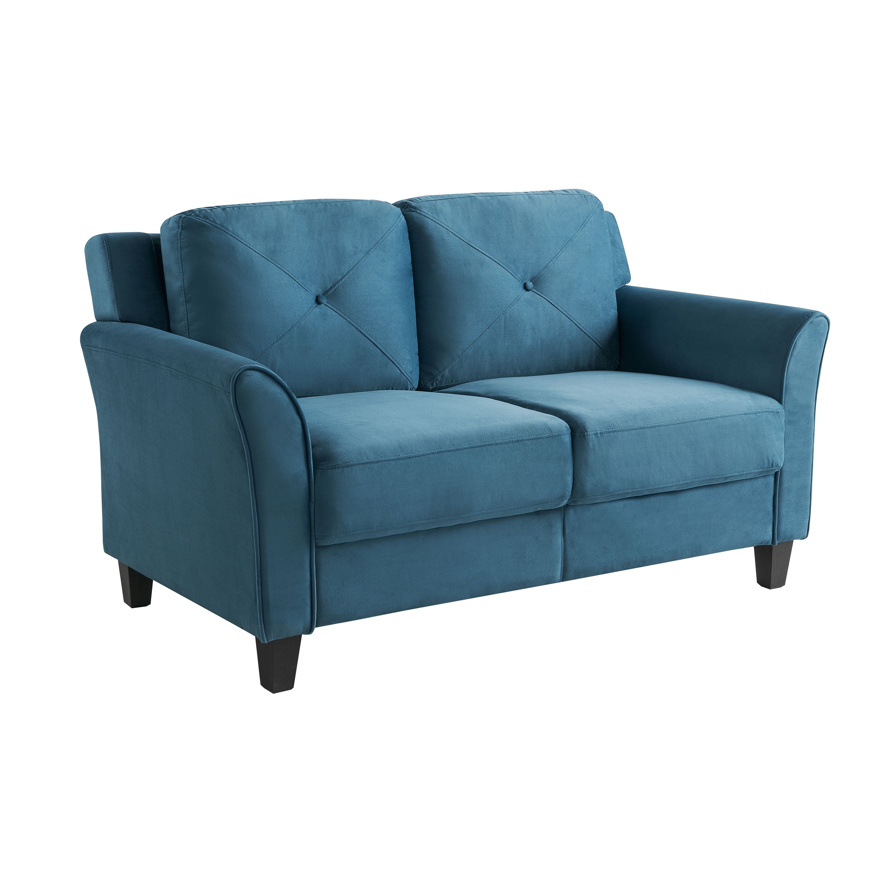 Lifestyle Solutions Taryn Loveseat with Curved Arms, Blue Fabric