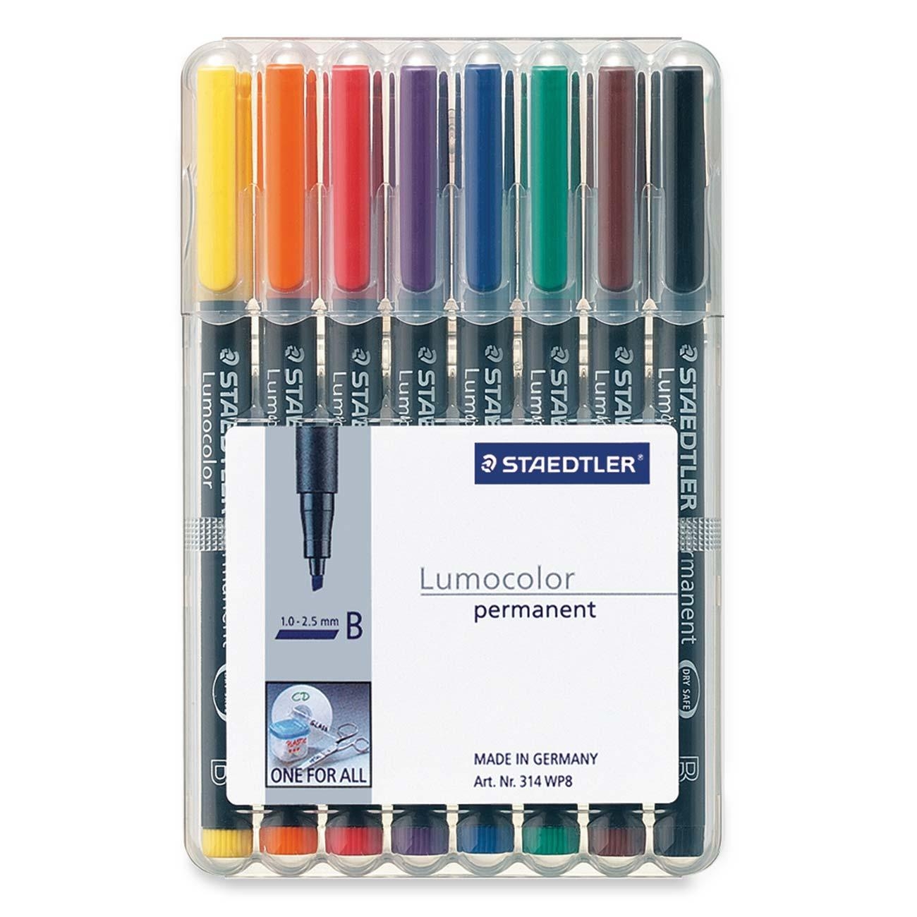 Staedtler® Mars® Lumocolor® Permanent Markers, Broad, 80% Recycled, Assorted Colors, Pack Of 8
