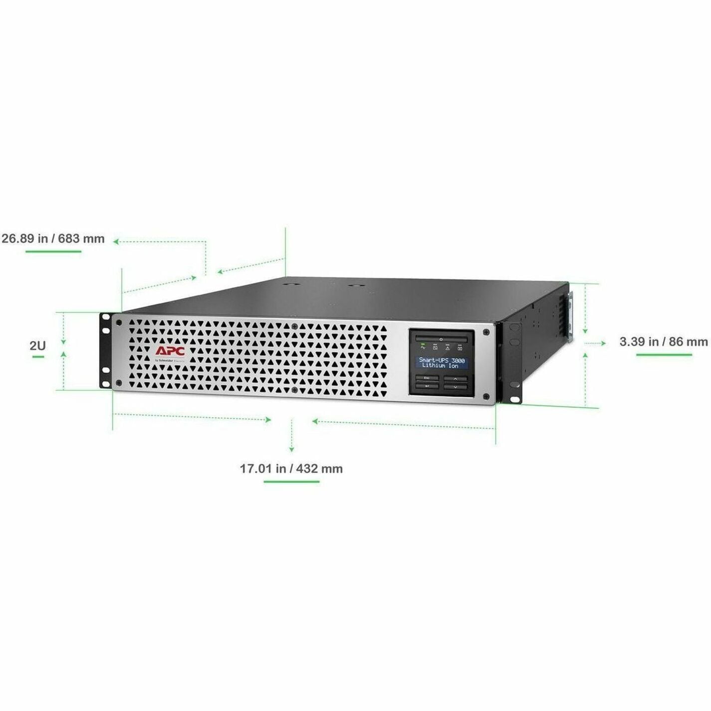 APC Smart-UPS 3000)VA Lithium Ion UPS, SMTL3000RMUCNC, Short Depth, Pure Sine Wave Rack Mount UPS with Network Card
